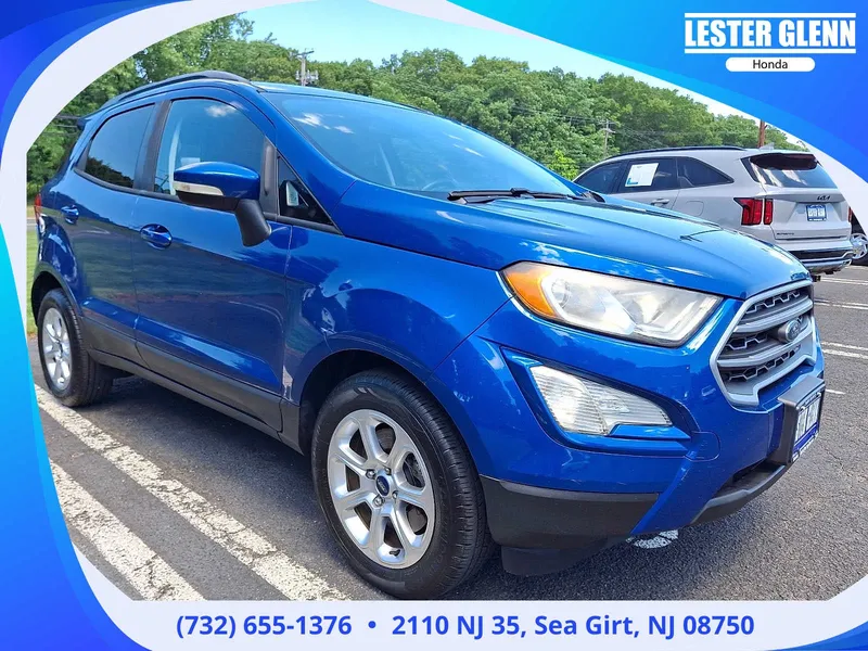 2018 Ford EcoSport SE in Lightning Blue Metallic — front three-quarter view