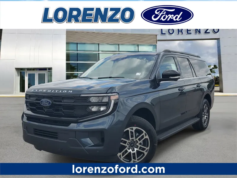 2026 Ford Expedition Max Active in Stone Blue Metallic — front three-quarter view
