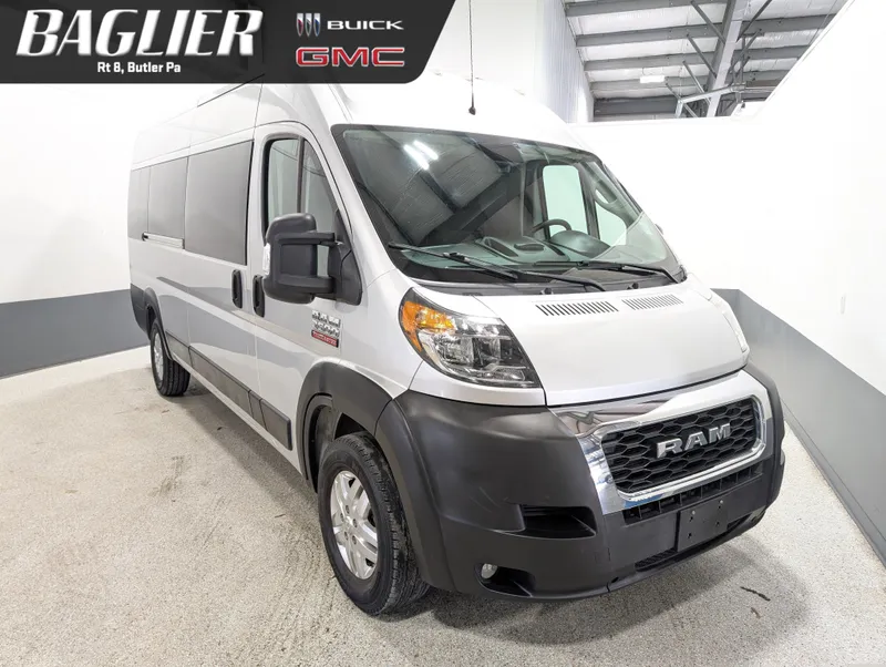 2021 RAM ProMaster 3500 Window Van High Roof 159" WB EXT in Silver — front three-quarter view