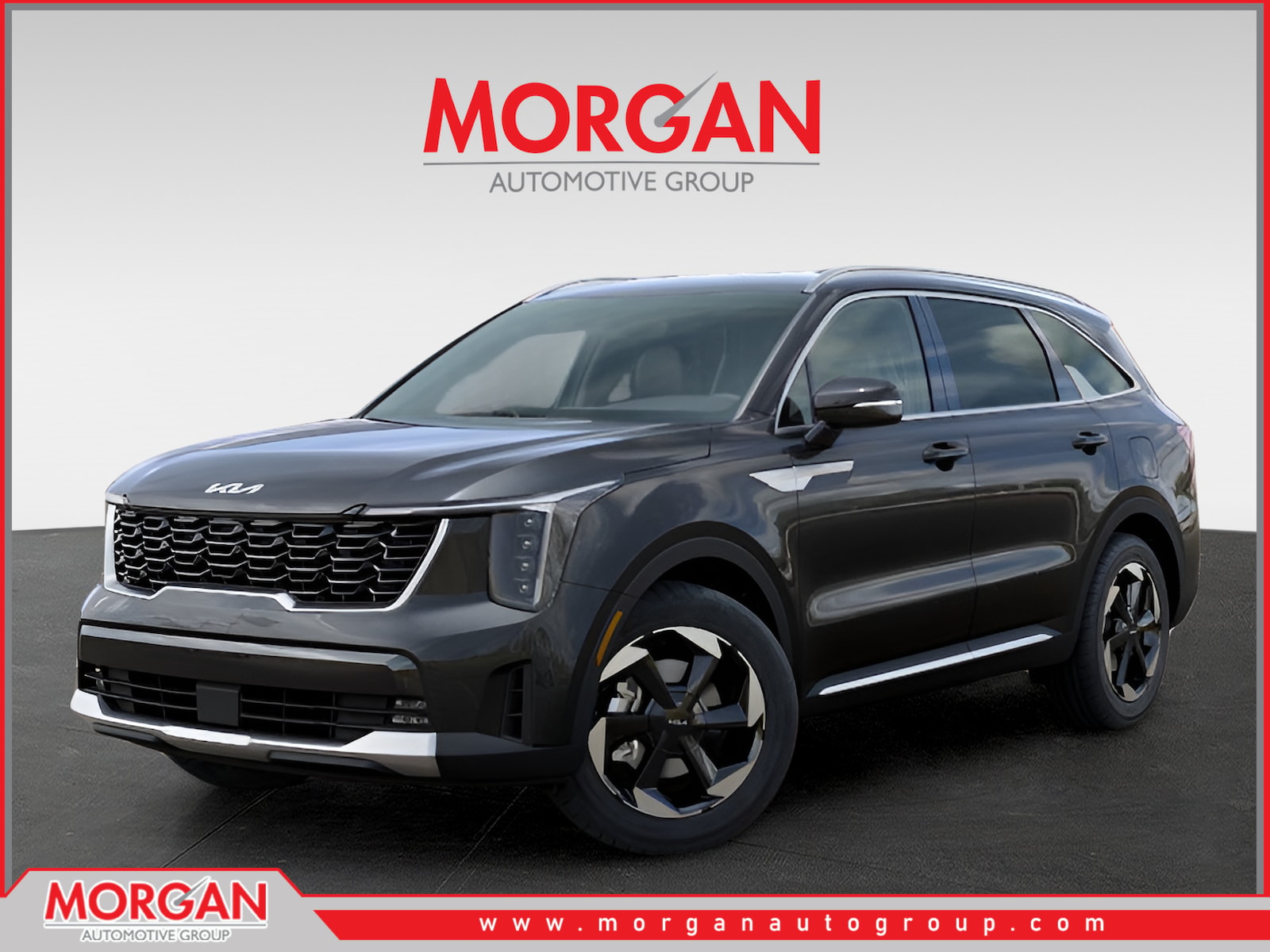 2026 Kia Sorento Hybrid EX in Interstellar Gray — front three-quarter view