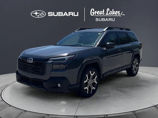 2026 Subaru OUTBACK Touring XT in Magnetite Gray Metallic — front three-quarter view