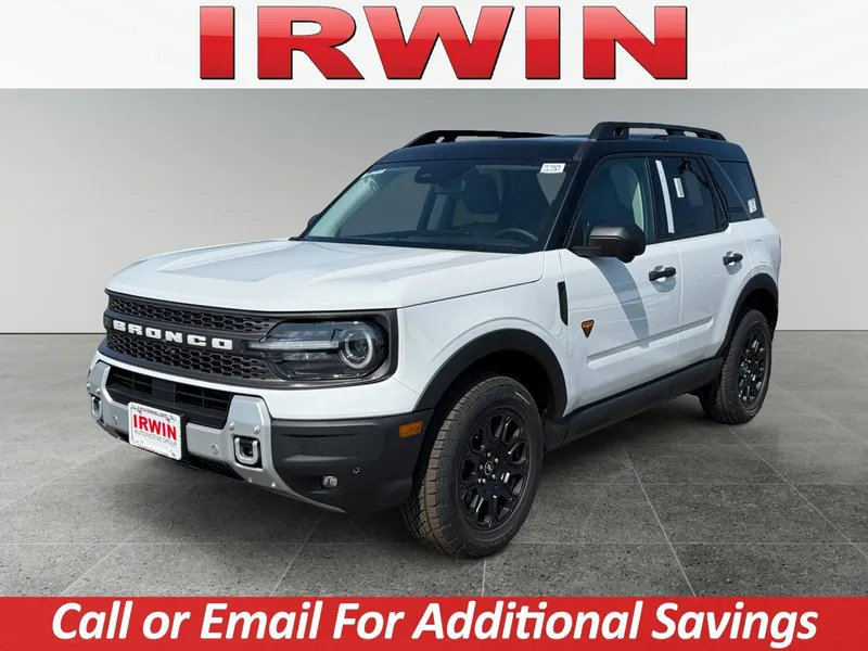2026 Ford Bronco Sport Badlands in White — front three-quarter view