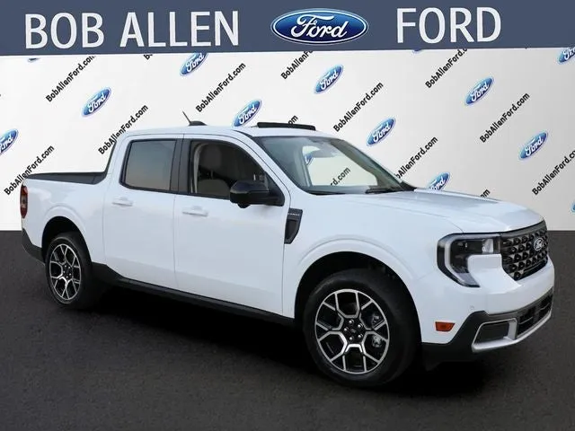 2026 Ford Maverick Lariat in Oxford White — front three-quarter view