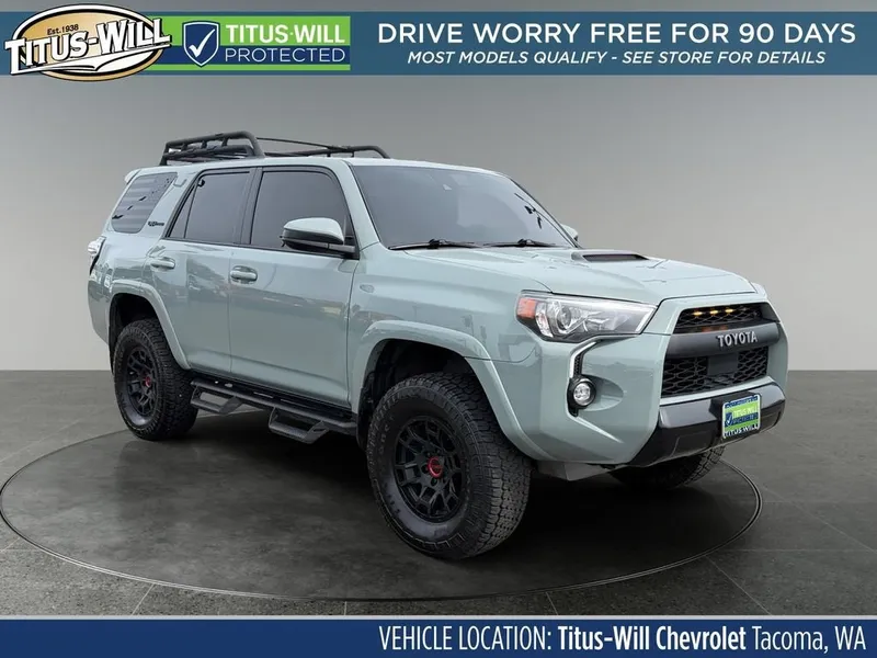 2021 Toyota 4Runner TRD Pro in Lunar Rock — front three-quarter view