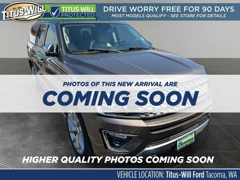 2018 Ford Expedition Max Platinum in Stone Gray Metallic — front three-quarter view