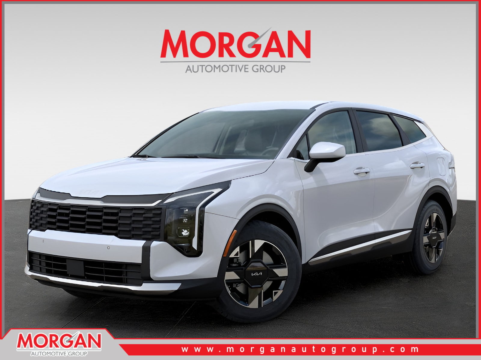 2026 Kia Sportage LX in Glacial White Pearl — front three-quarter view