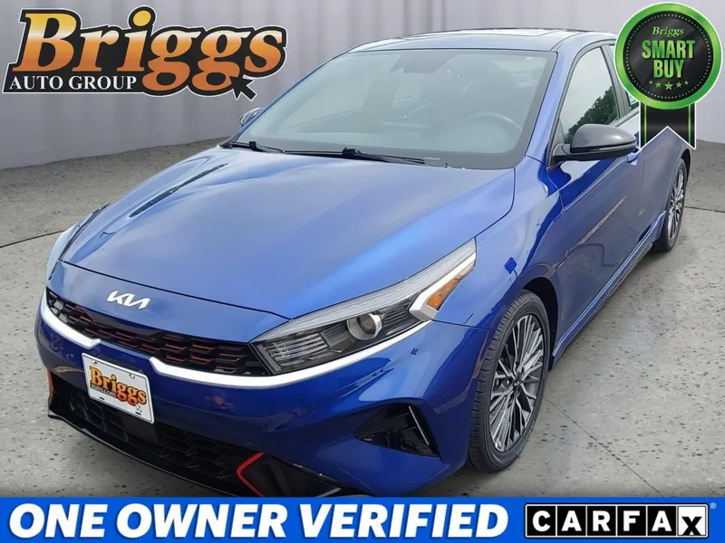 2024 Kia Forte GT-Line in Deep Sea Blue — front three-quarter view