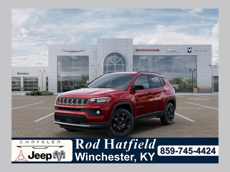 2026 Jeep Compass COMPASS LATITUDE ALTITUDE 4X4 in Red Hot Pearl-Coat Exterior Paint — front three-quarter view