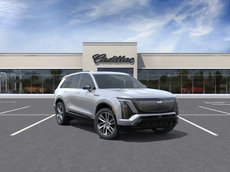 2026 Cadillac VISTIQ Sport in Argent Silver Metallic — front three-quarter view