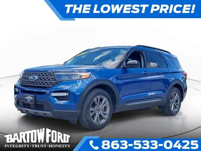2023 Ford Explorer XLT SPORT APPEARANCE in Blue Metallic — front three-quarter view