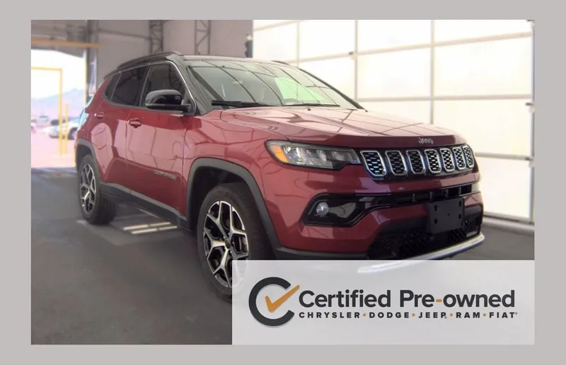 2025 Jeep Compass Limited 4x4 in Red Hot Pearlcoat — front three-quarter view