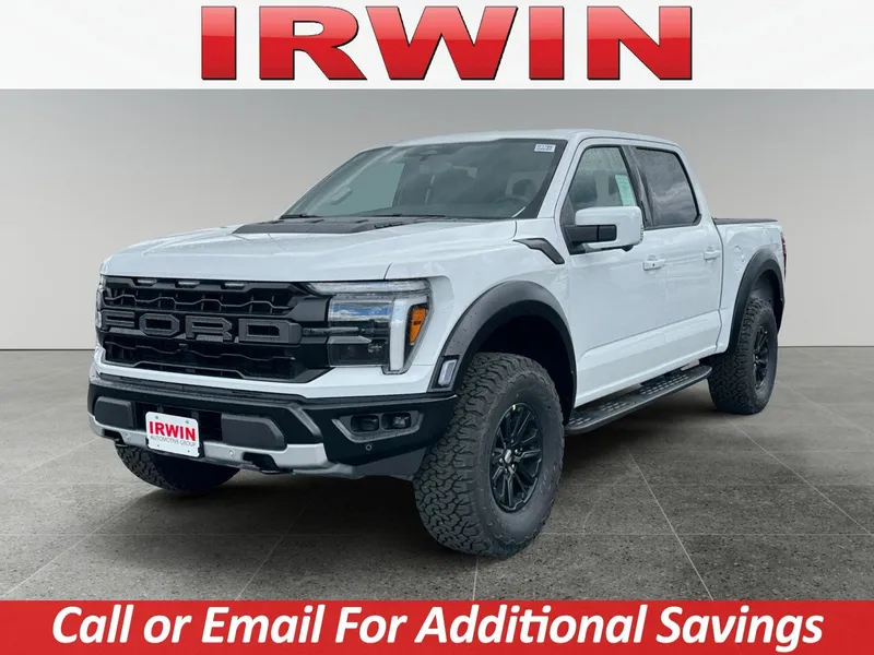 2026 Ford F-150 Raptor in White — front three-quarter view