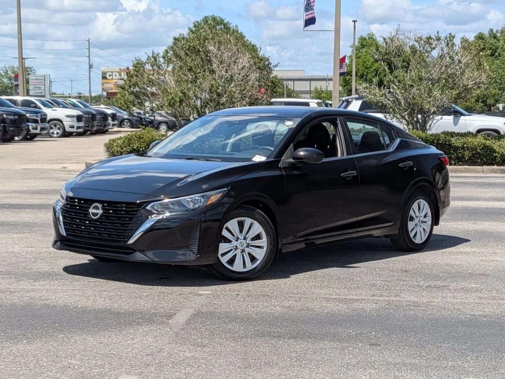 2024 Nissan Sentra S in Black — front three-quarter view