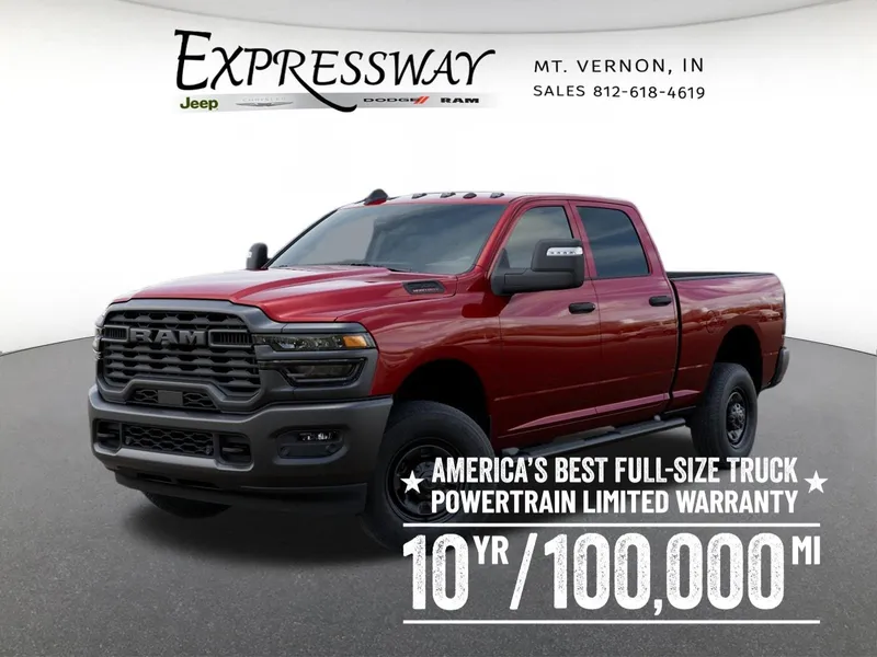 2026 RAM 2500 Tradesman 4x4 Crew Cab 6'4 Box in Molten Red Pearl-Coat Exterior Paint — front three-quarter view