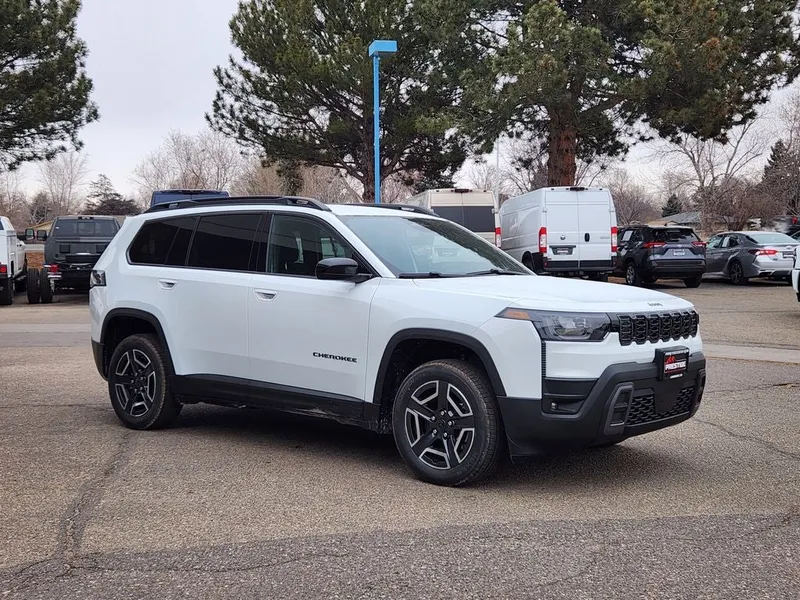 2026 Jeep Cherokee CHEROKEE LAREDO 4X4 in Bright White Clear-Coat Exterior Paint — front three-quarter view