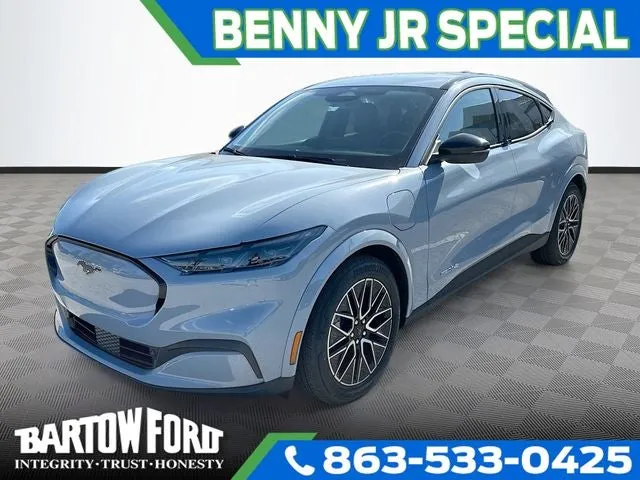 2026 Ford Mustang Mach-E Premium in Gray Metallic — front three-quarter view