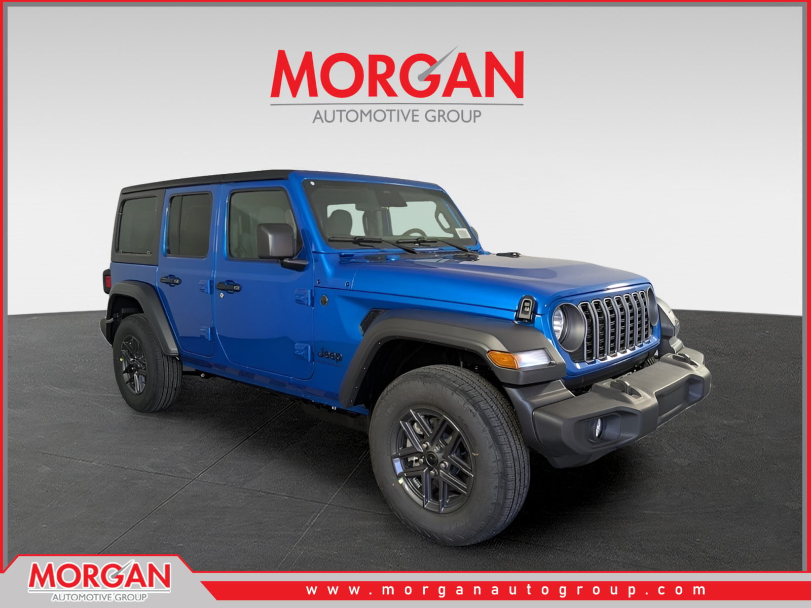 2026 Jeep Wrangler Sport S in Blue — front three-quarter view