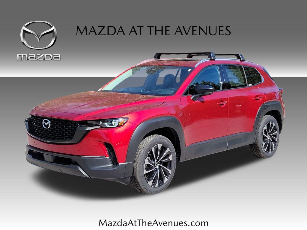 2026 Mazda CX-50 Hybrid Premium Plus in Red — front three-quarter view