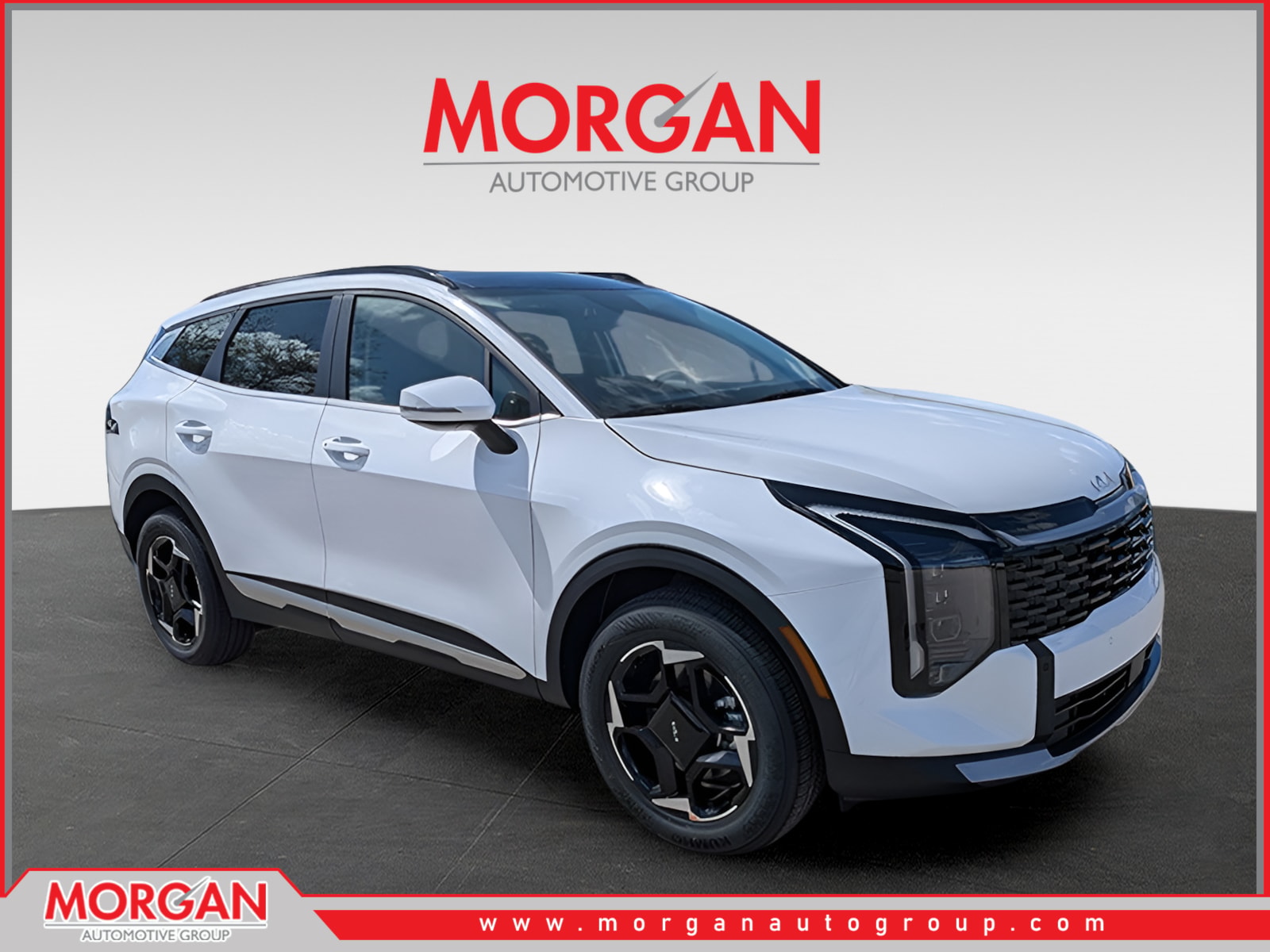2026 Kia Sportage EX in Glacial White Pearl — front three-quarter view