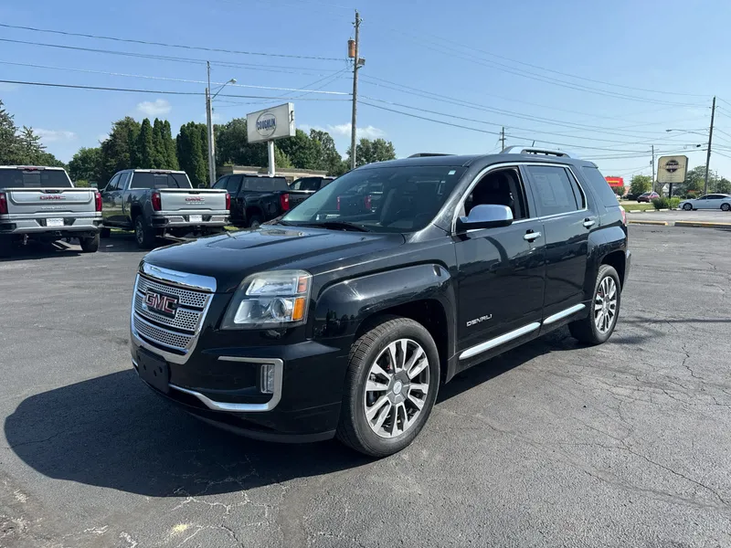 2017 GMC Terrain Denali in Ebony Twilight Metallic — front three-quarter view