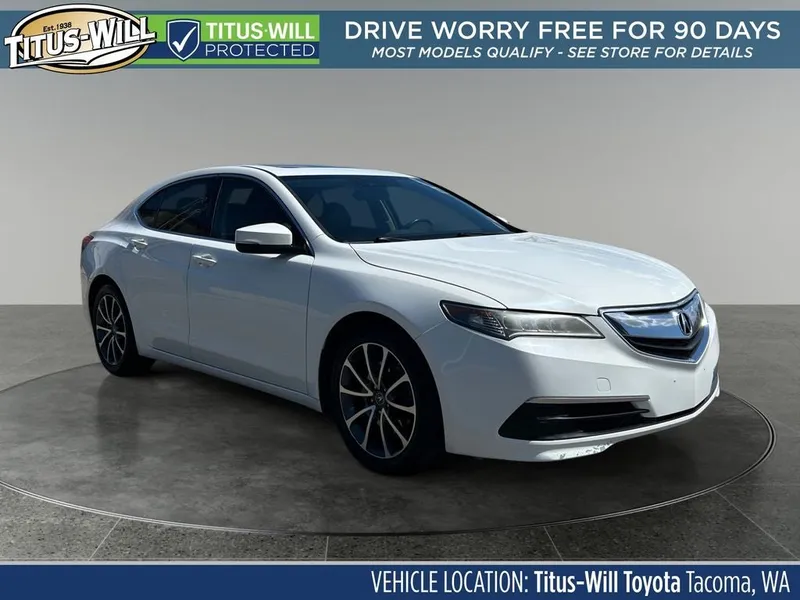 2016 Acura TLX V6 Tech in Bellanova White Pearl — front three-quarter view