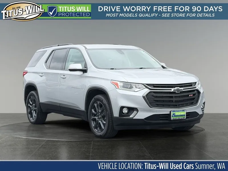 2019 Chevrolet Traverse RS 2LT in Silver Ice — front three-quarter view
