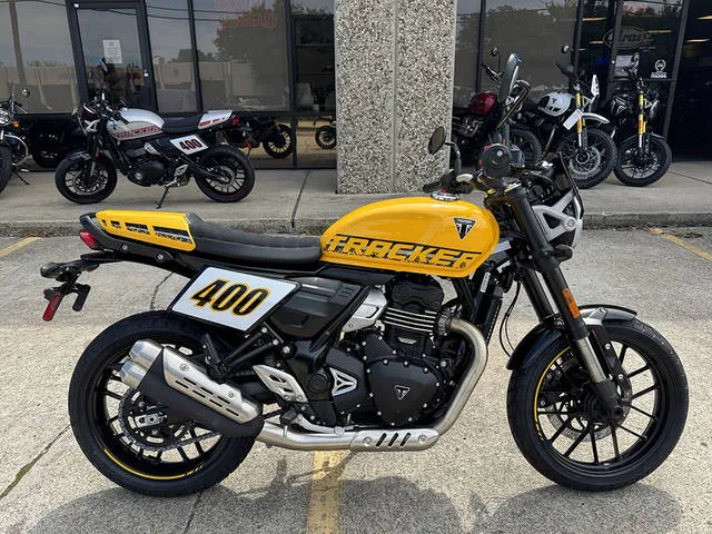 2026 Triumph Tracker 400 Racing Yellow — front three-quarter view