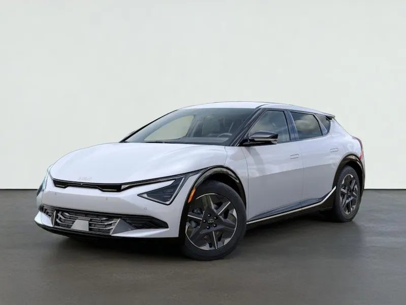 2026 Kia EV6 LIGHT LONG RANGE in Glacial White Pearl — front three-quarter view
