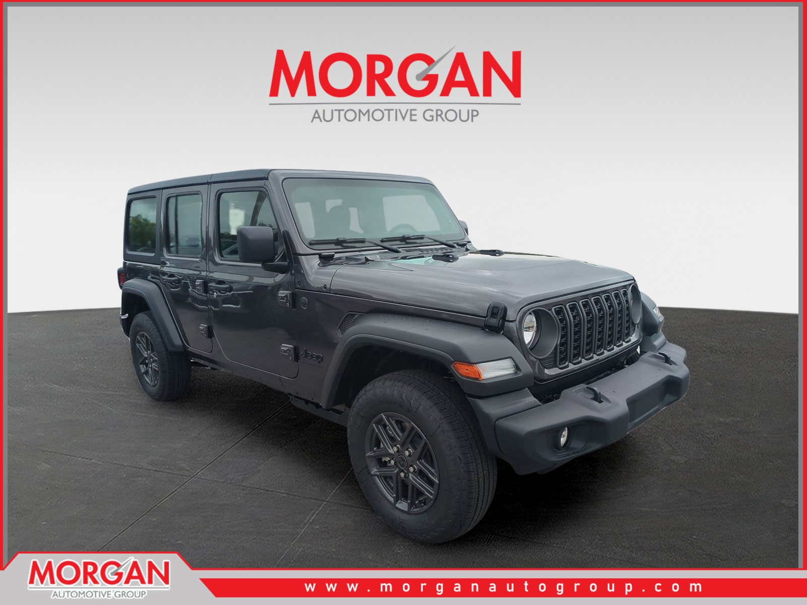 2026 Jeep Wrangler Sport in Gray — front three-quarter view