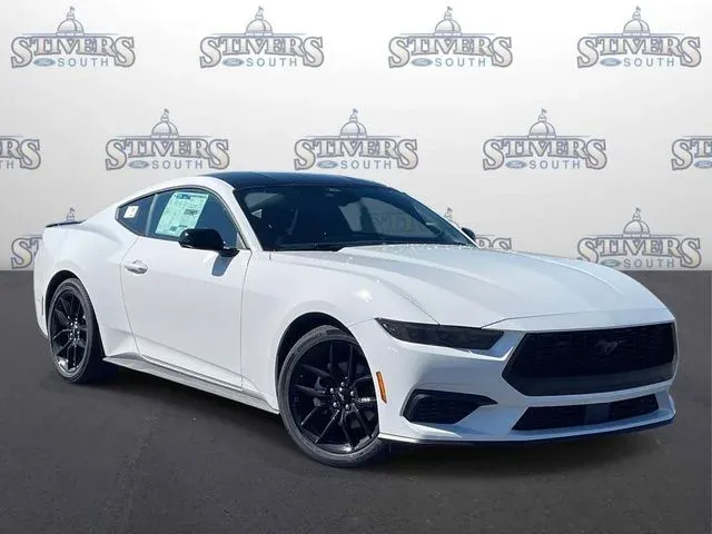 2026 Ford Mustang EcoBoost in White — front three-quarter view