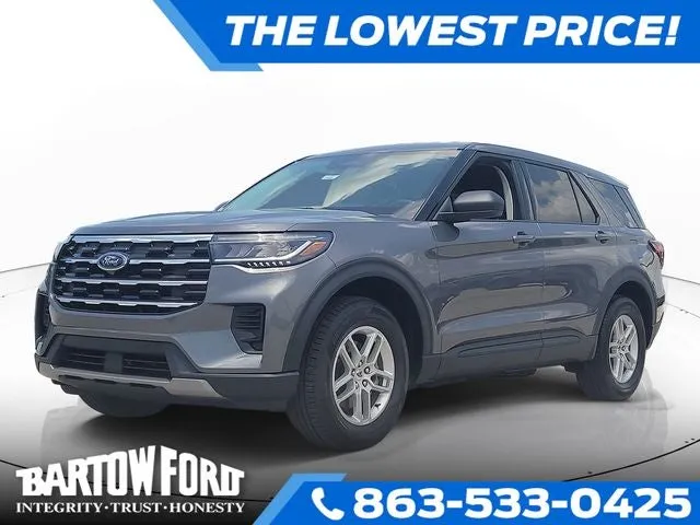2026 Ford Explorer Active in Gray Metallic — front three-quarter view