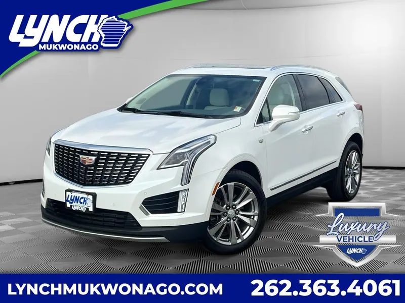2024 Cadillac XT5 Premium Luxury in Crystal White Tricoat — front three-quarter view
