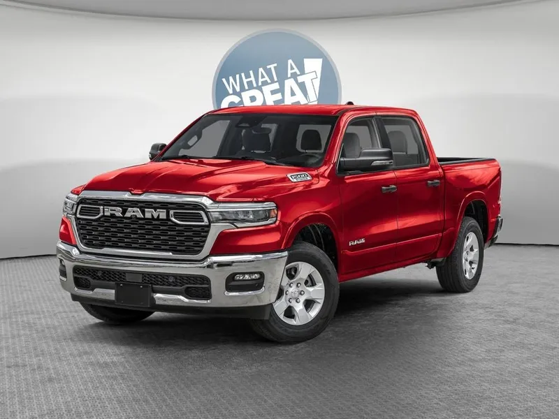 2026 RAM 1500 RAM 1500 BIG HORN CREW CAB 4X4 5'7' BOX in Molten Red Pearl-Coat Exterior Paint — front three-quarter view