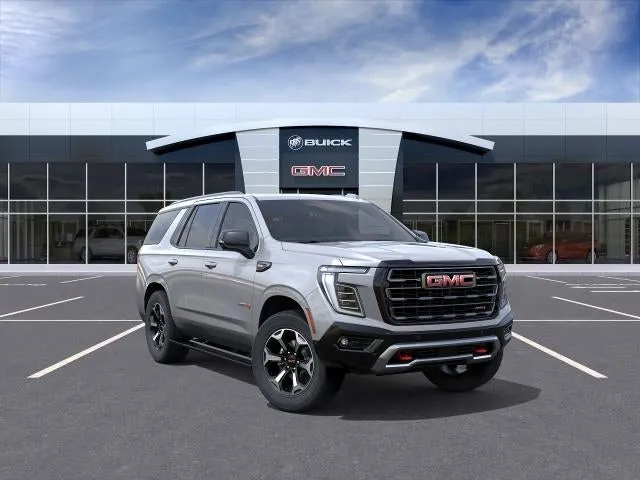 2026 GMC Yukon AT4 Ultimate in Sterling Metallic — front three-quarter view