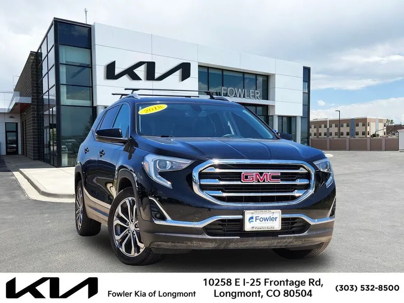 2018 GMC Terrain SLT in Ebony Twilight Metallic — front three-quarter view