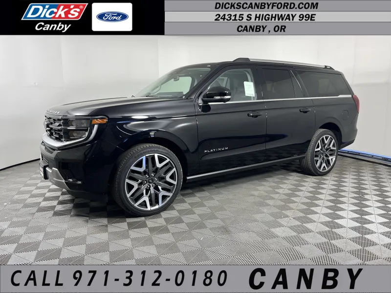 2026 Ford Expedition Max Platinum in Agate Black Metallic — front three-quarter view