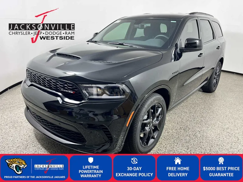 2026 Dodge Durango GT HEMI V8 in Diamond Black Clear-Coat Exterior Paint — front three-quarter view