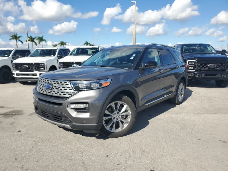2023 Ford Explorer Limited in Carbonized Gray Metallic — front three-quarter view