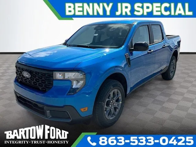2026 Ford Maverick XLT in Blue — front three-quarter view