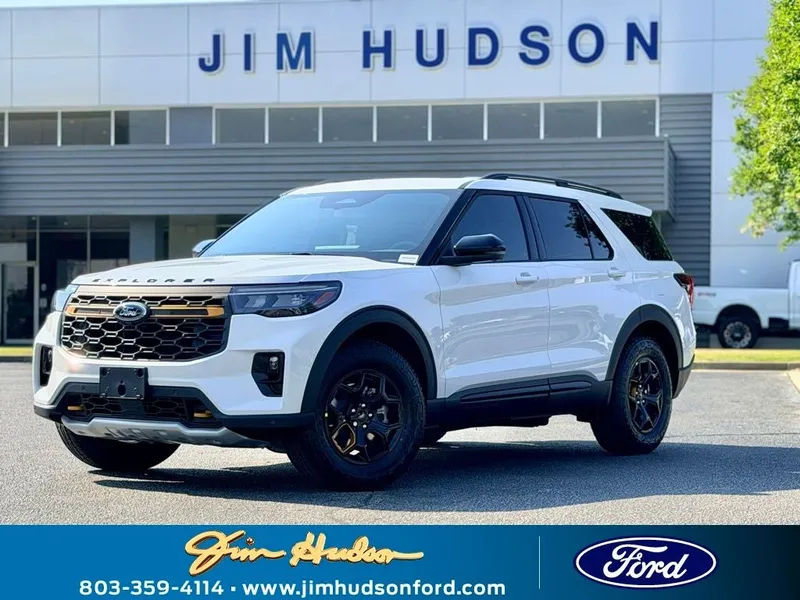 2026 Ford Explorer Tremor in White Metallic — front three-quarter view