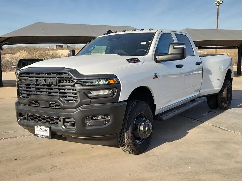 2026 RAM 3500 Tradesman in Bright White Clearcoat — front three-quarter view