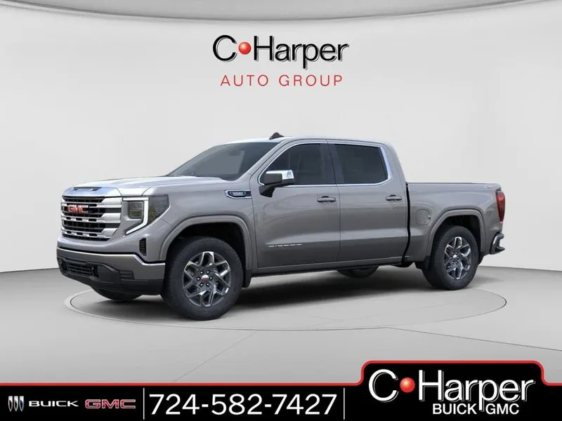 2026 GMC Sierra 1500 SLE in Sterling Metallic — front three-quarter view