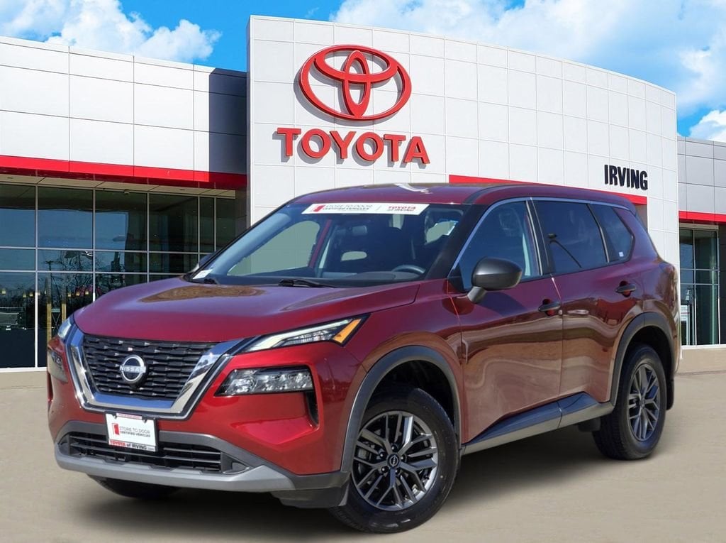 2023 Nissan Rogue S in Red — front three-quarter view
