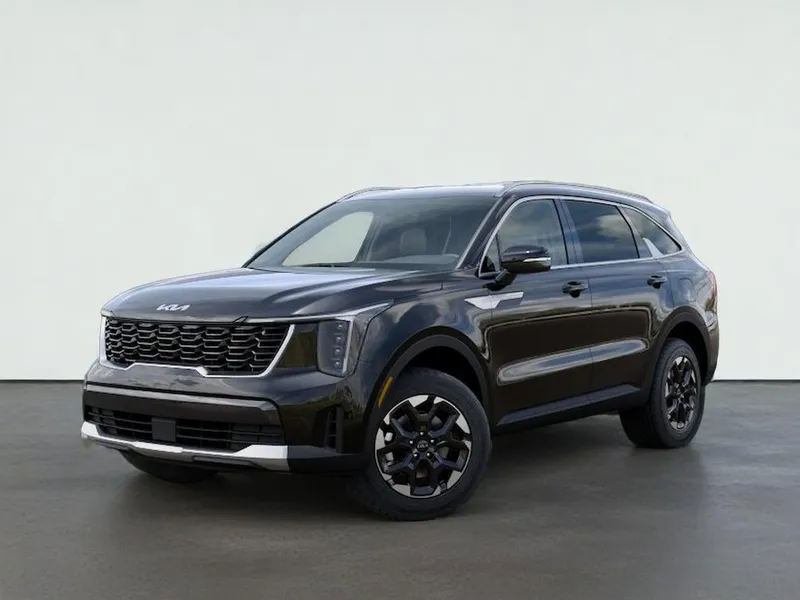 2026 Kia SORENTO S in Ebony Black — front three-quarter view