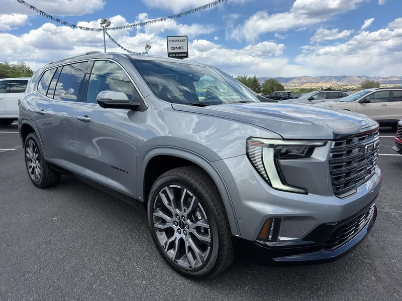 2026 GMC Acadia Denali Ultimate in Sterling Metallic — front three-quarter view