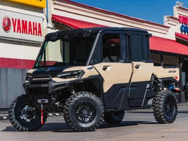 2026 Can-Am® Defender MAX Limited HD11 Desert Tan & Carbon Black — front three-quarter view
