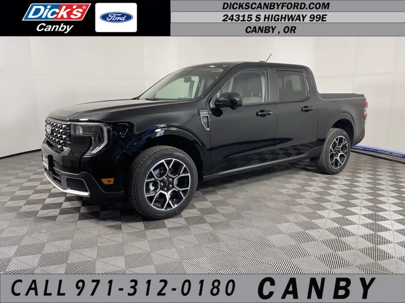 2026 Ford Maverick LARIAT in Shadow Black — front three-quarter view