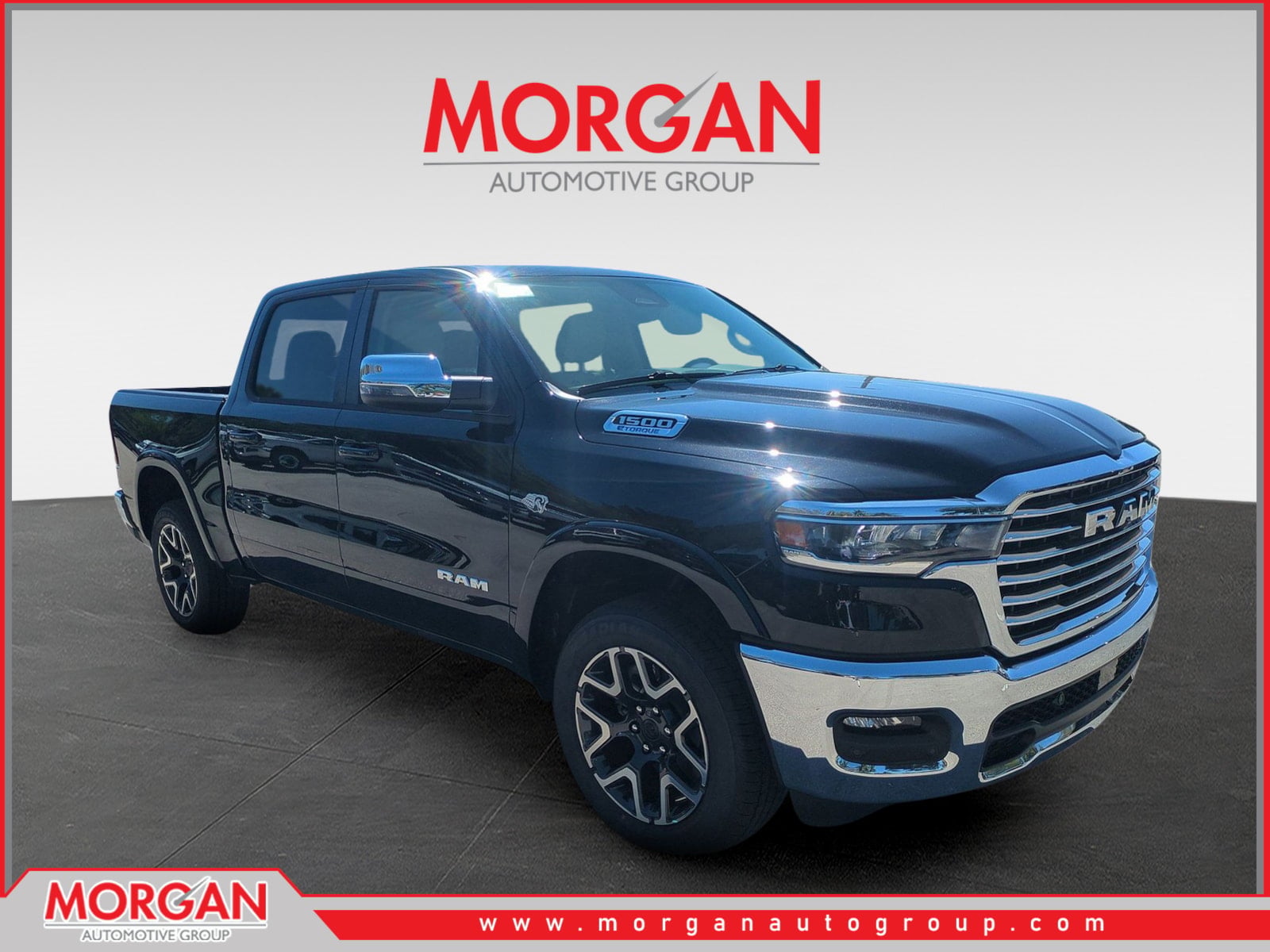 2026 Ram 1500 Laramie in Black — front three-quarter view