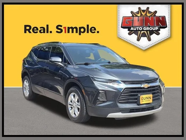 2020 Chevrolet Blazer LT in Nightfall Gray Metallic — front three-quarter view