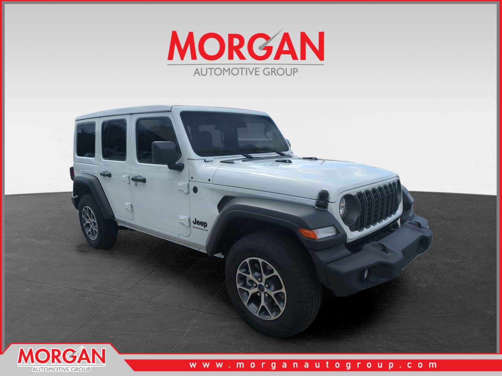 2026 Jeep Wrangler Sport S in White/off-white — front three-quarter view